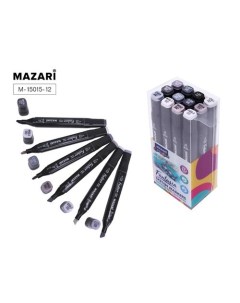 Набор маркеров для скетчинга Fantasia Grey colors 12 шт Mazari