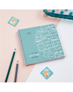 Скетчбук Cat Wave, на гребне, 60 листов, 15 х 15 см Meshu