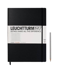 Блокнот в клетку Slim Master A4+, 60 листов, в клетку, черный Leuchtturm1917