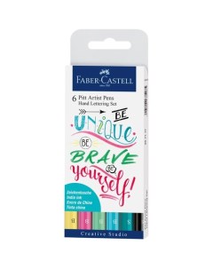 Набор капиллярных ручек Pitt Artist Pen Lettering 6 цветов 0 3 мм Brush Faber-castell