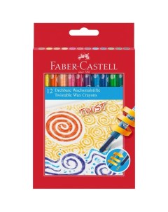 Карандаши восковые 12 цветов выкручивающийся стержень Faber-castell