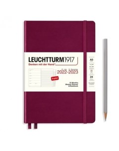 Еженедельник блокнот Leuchtturm Medium на 2023 с буклетом 158 листов А5 красный портвейн Leuchtturm1917