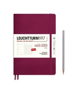 Еженедельник блокнот Leuchtturm Medium на 2023 с буклетом 158 листов А5 красный портвейн Leuchtturm1917