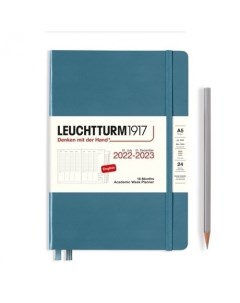 Планер академический Leuchtturm Medium на 2023 с буклетом 158 листов А5 синий камень Leuchtturm1917