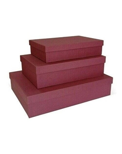 Коробка подарочная тисненая бумага Рогожка, 350x260x80 мм, бордовая Рутаупак