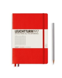 Записная книжка Leuchtturm A5 в клетку красная 251 страниц твердая обложка Leuchtturm1917