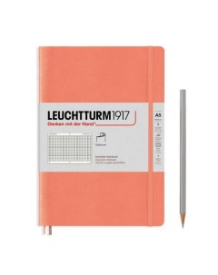 Записная книжка Leuchtturm А5 в клетку персиковая 123 страницs мягкая обложка Leuchtturm1917