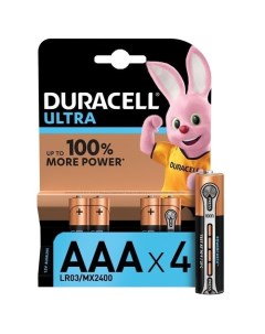 Батарейки ULTRA AAА LR03 щелочные КОМПЛЕКТ 4 шт в блистере Duracell