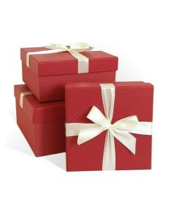 Коробка подарочная с бантом тисненая бумага Микс 170x170x70 мм красный бордовый Рутаупак