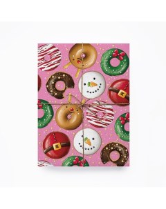Упаковочная бумага НГ Пончики на розовом 70 х 100 см Cards for you and me