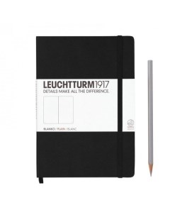 Блокнот Leuchtturm A5 нелинованный 251 страниц твердая обложка черная Leuchtturm1917