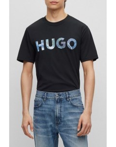 Хлопковая футболка с логотипом бренда Hugo