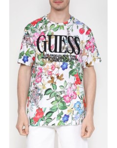 Хлопковая футболка с логотипом бренда Guess