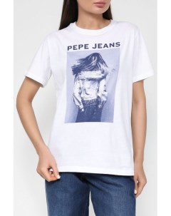 Хлопковая футболка с принтом Pepe jeans