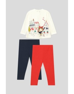 Хлопковый комплект из двух легинсов и футболки с принтом Mayoral