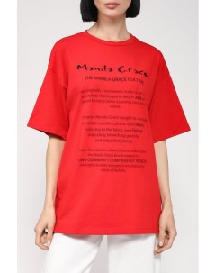 Хлопковая футболка оверсайз с принтом Manila grace