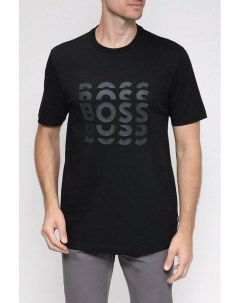 Хлопковая футболка с логотипом бренда Boss