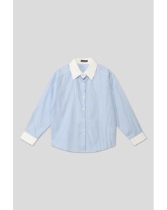 Хлопковая рубашка в полоску с контрастным воротничком и манжетами Choupette