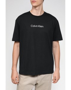 Хлопковая футболка с логотипом бренда Calvin klein