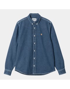 Рубашка L S Weldon Shirt SS23 Blue Stone Washed Carhartt wip