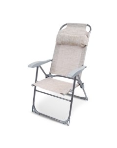 Кресло шезлонг складное металл 40х46х109 см 120 кг 8 положений спинки песочное К2 ПС Nika