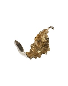 Тарелка декоративная Лист металлическая золото хром Garda decor