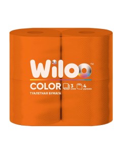 Бумага туалетная Color 4шт в уп 3 слойные 160 листов оранжевая Wiloo