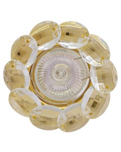 Светильник встраиваемый Шайн GU5 3 50мм золото прозрачные кристаллы De fran