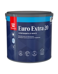 Краска акриловая Euro Extra 20 для стен и потолков база А 2 7л белая арт 700001106 Tikkurila