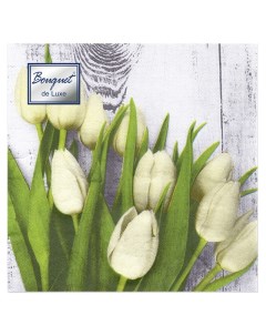 Салфетки BOQUET Белые тюльпаны 3 слойные 24х24см 25шт Bouquet