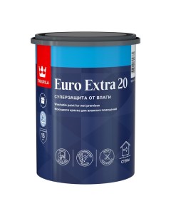 Краска акриловая Euro Extra 20 для стен и потолков база С 0 9л бесцветная арт 700001108 Tikkurila