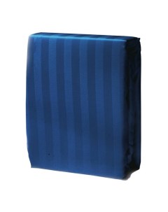 Простыня на резинке 160х200см сатин страйп синяя арт Рез160стр син Cottonika