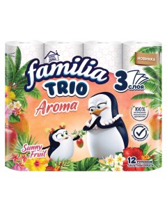 Бумага туалетная Trio Sunny Fruit 12шт в уп 3 слойные 140 листов парфюмированная Familia