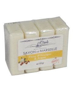 Мыло Savon de Marseille Fleur d Oranger Argan 4шт 100г La cigale