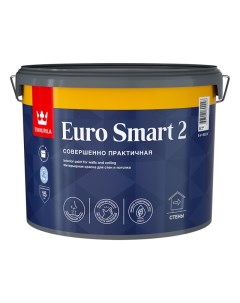 Краска акриловая Euro Smart 2 для стен и потолков база A 9л белая арт 700001104 Tikkurila