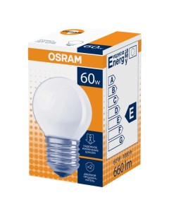 Лампа накаливания 60Вт E27 2700K 230В шар A55 матовая Osram