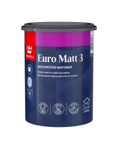 Краска акриловая Euro Matt 3 для стен и потолков база С 0 9л бесцветная арт 700001115 Tikkurila