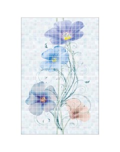 Панно настенное 40х60 SUMMER цветы из 4 пл голубое Global tile