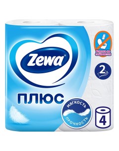 Бумага туалетная Плюс 4 шт уп 2 сл 184 листов без аромата Zewa