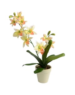 Растение искусственное Орхидея цимбидиум в кашпо желтая 60см Грин бэлт