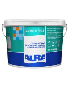 Краска акрилатная Luxpro K B база А для стен и потолков 9л белая арт 4630042540309 Aura