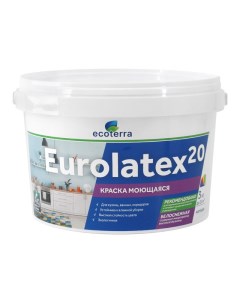 Краска акриловая Eurolatex 20 для стен и потолков моющаяся 3кг белая арт ЭК000135296 Ecoterra