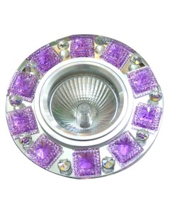 Светильник встраиваемый Flash GU5 3 50мм зеркальный сиреневые кристаллы De fran