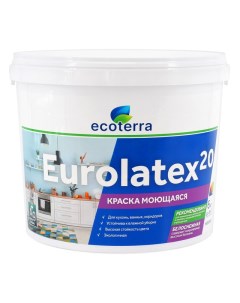 Краска акриловая Eurolatex 20 для стен и потолков моющаяся 6кг белая арт ЭК000135297 Ecoterra