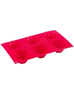 Форма для выпечки Roseo 6 кексов силикон розовый Mallony
