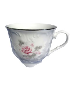 Чашка Рококо Бледная роза отводка платиной 250мл фарфор Cmielow