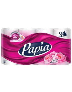 Бумага туалетная Secret Garden 8 шт в уп 3 слойные 140 листов парфюмированная белая Papia