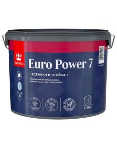 Краска акриловая Euro Power 7 для стен и потолков база С 9л бесцветная арт 700001124 Tikkurila