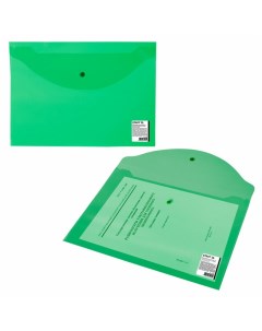 Папка конверт с кнопкой А4 зеленая прозрачная п п Staff