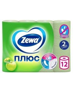 Бумага туалетная Плюс 12шт в уп 2 слойные 184 листов аромат яблоко Zewa